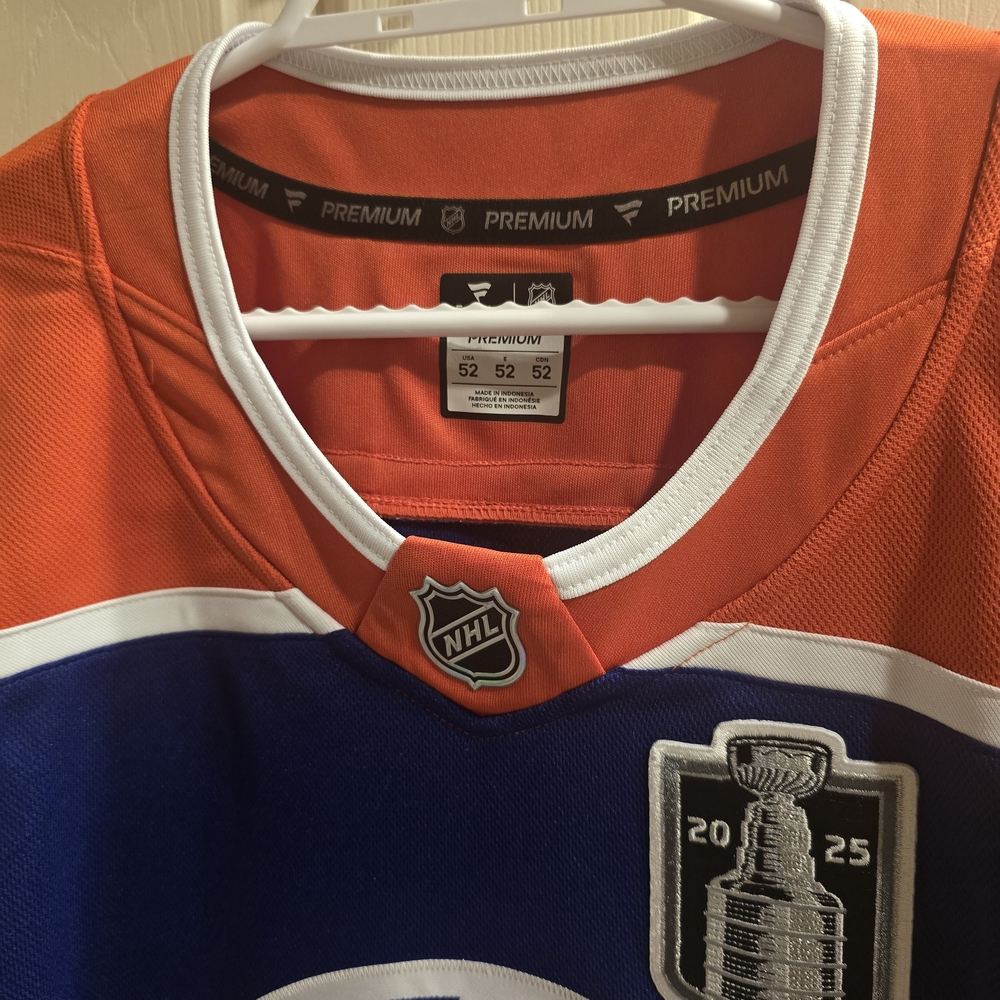 NHL Premium Blue and Orange Jersey SIZE 52
